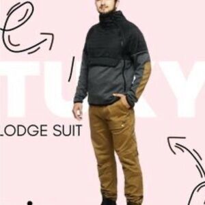 Tuxy Lodge Suit Black Brown Utility Coverall Gorpcore Outdoor Medium